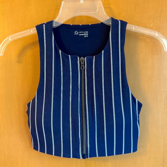 Zip front High Neck Sports Bra, sz XS, OFFLINE By Aerie Real Me - Picture 2 of 5